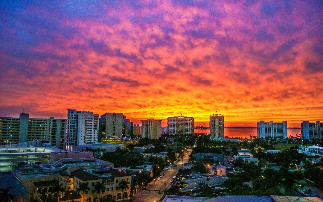 Downtown Sarasota, Florida at Sunset Thunder By The Bay Motorcycle Festival 2025 Info