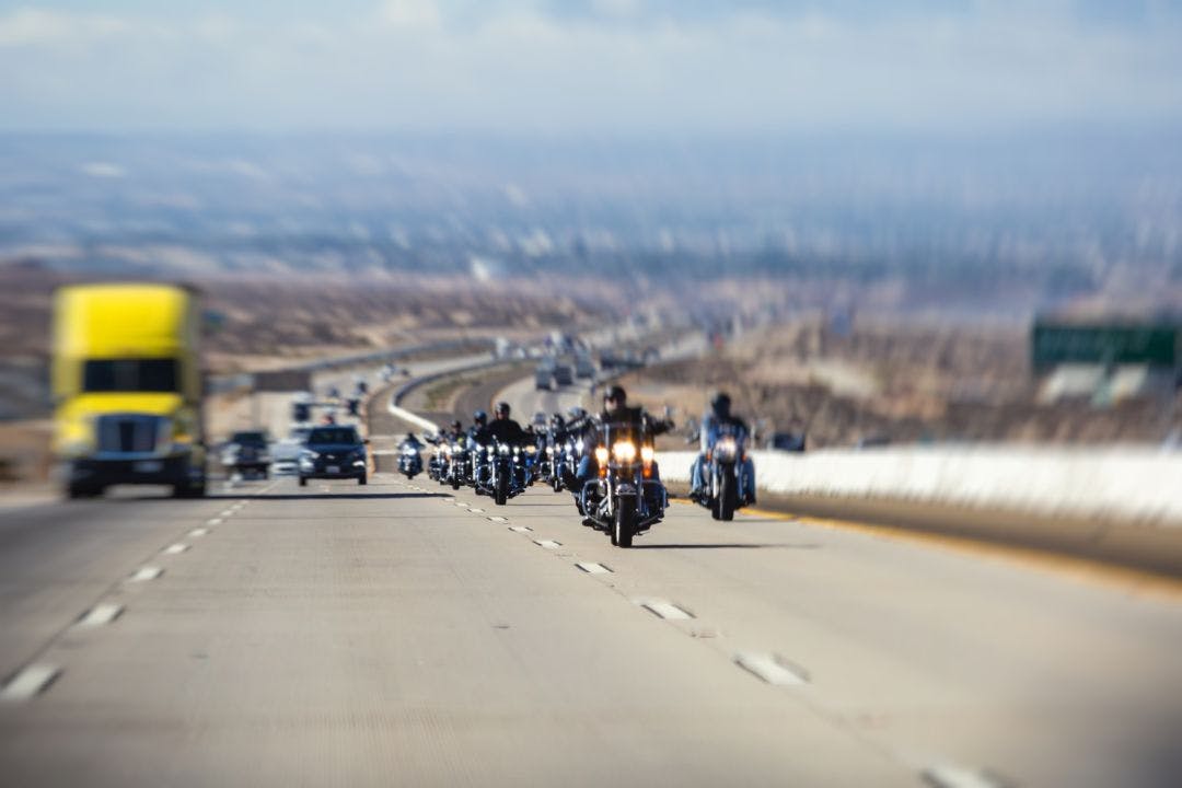 Band of bikers riding on the interstate road, California, group of motorcycles on the Highway, on the way to Las Vegas from Los Angeles in San Bernardino city, California, United States, biker concept AIMExpo 2025 - Information, Dates, & More!