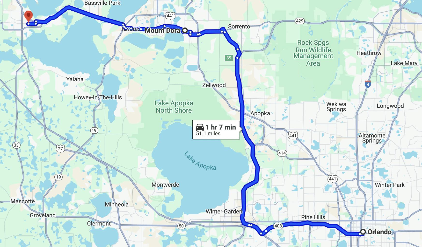 map of best motorcycle ride in orlando - lake county backroads ride