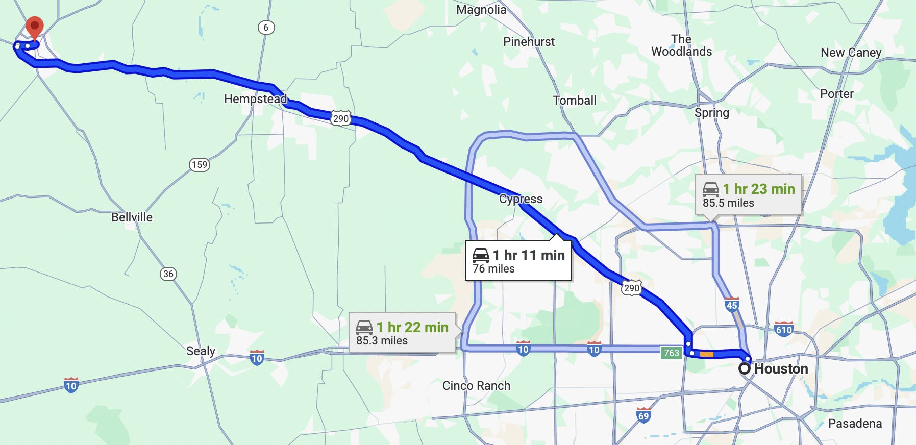 motorcycle routes in Houston - brenham's trail