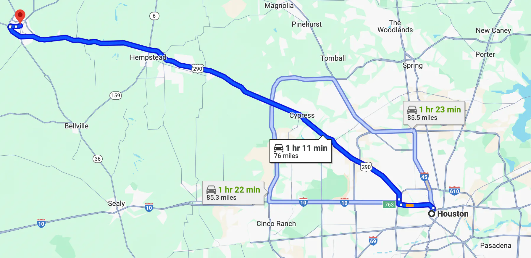rotas de motocicletas em Houston - brenham's trail