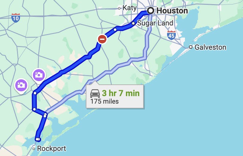 motorcycle routes in Houston - goose island state park run