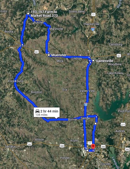 The Red River Cruise Route Screenshot Best Scenic Motorcycle Rides in Texas