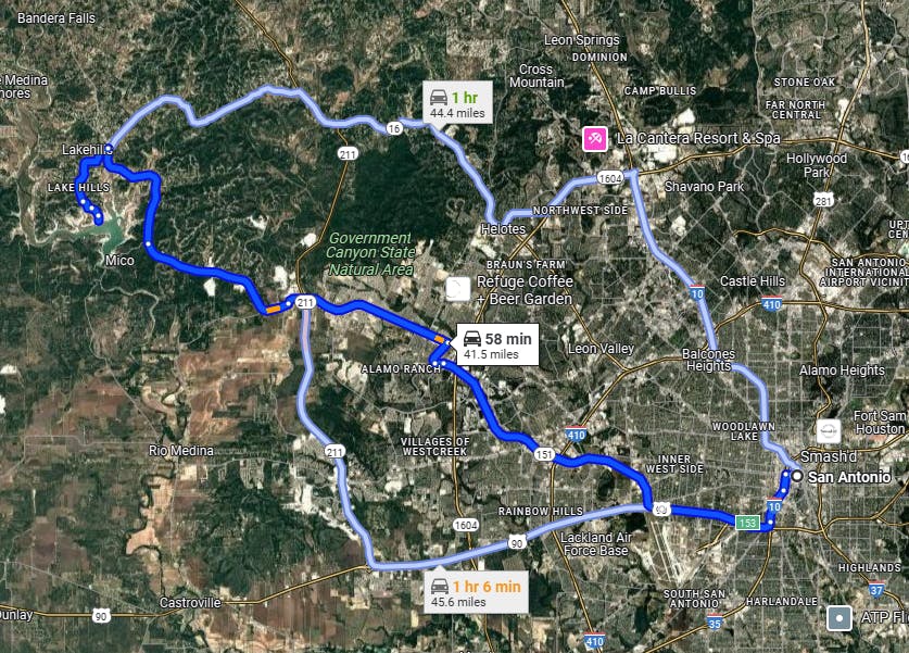 Medina Lake Ride Route Screenshot Best Scenic Motorcycle Rides in Texas