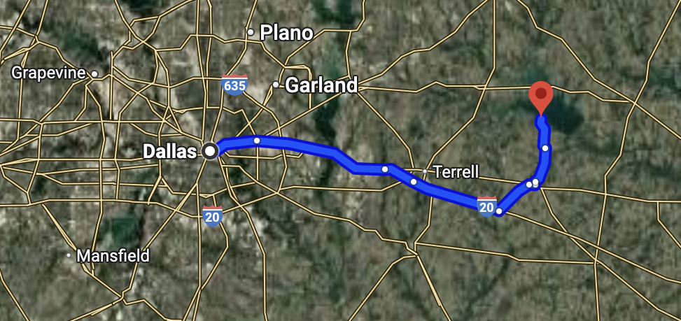 mejores paseos en motocicleta en el norte de Texas - sendero hacia Lake Tawakoni