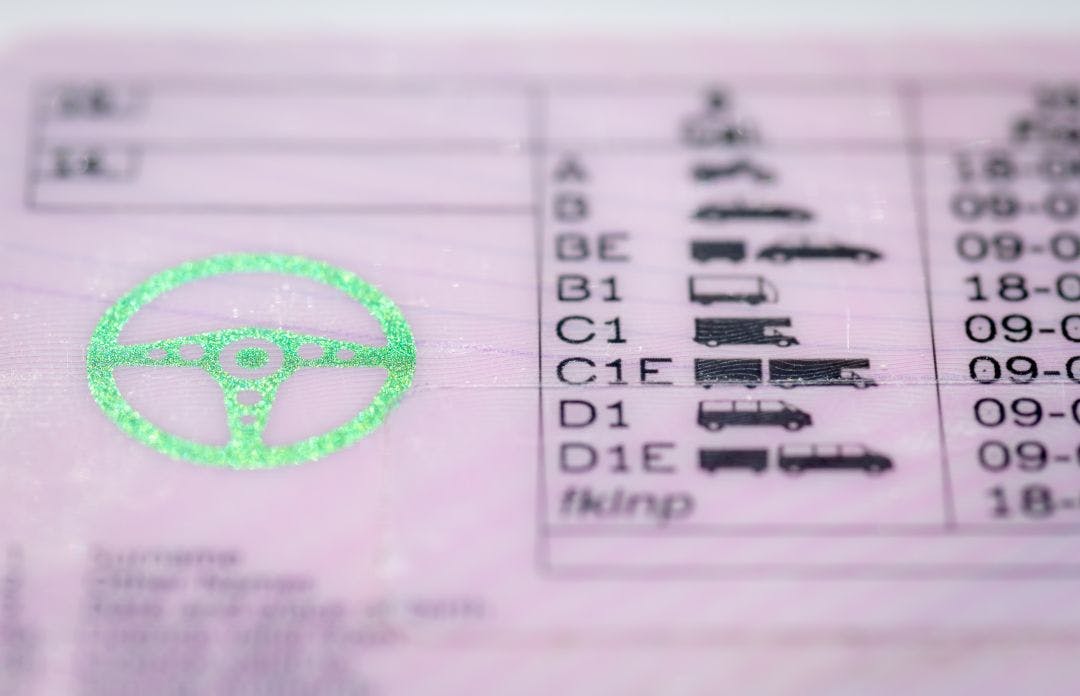 Close up of a United Kingdom driving licence. International Motorcycle Driving Permit in USA for UK Travelers