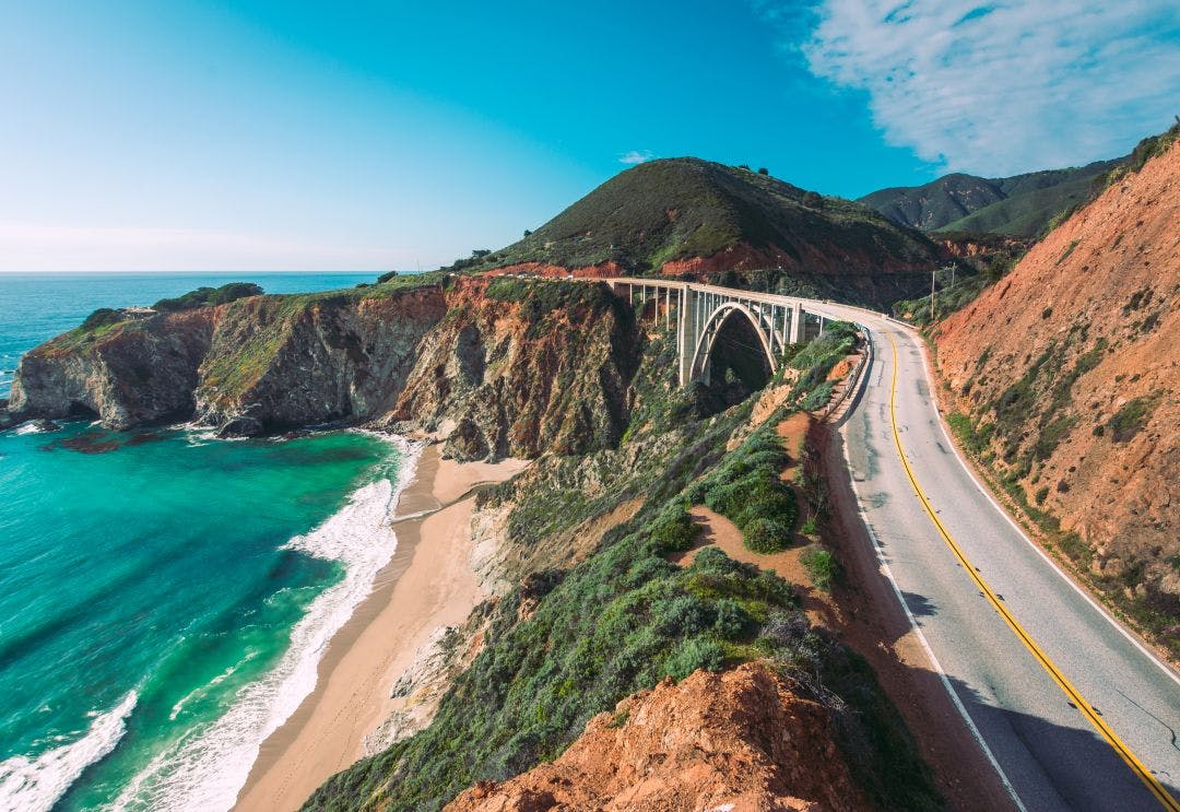 Pacific coastline, view from Highway number 1, California International Motorcycle Driving Permit in USA for German Travelers