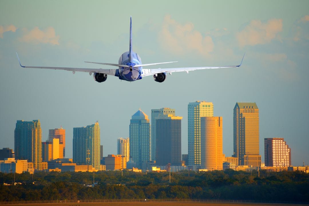 picture of a plane taking off from tampa airport motorcycle rentals at tampa internalional airport