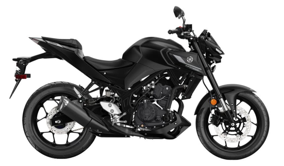 stock picture of a Yamaha MT-03 cheap but reliable beginner motorcycles