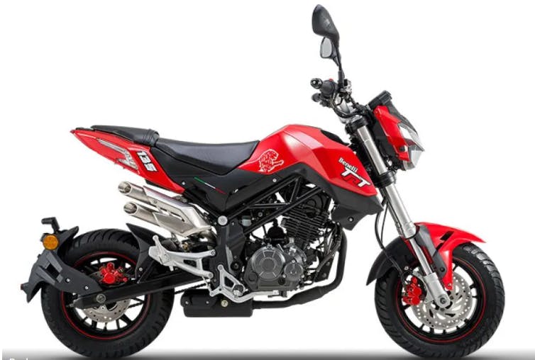 stock picture of a Benelli TNT 135 cheap but reliable beginner motorcycles