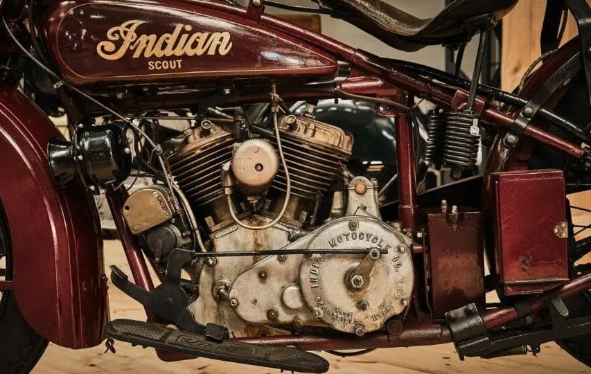 close up of a motor on a indian motorcycle history of indian motorcycles