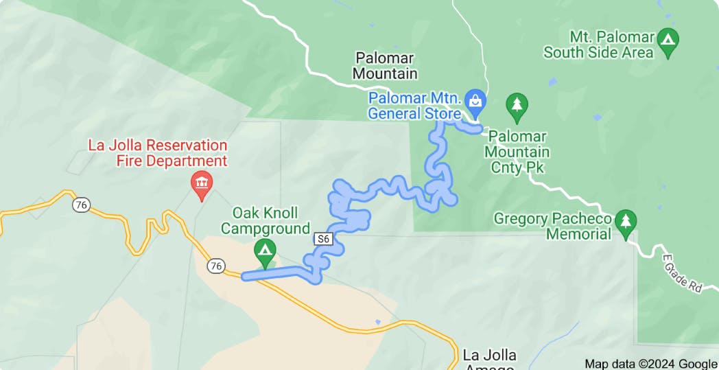 map of palomar-mountain-road Best Motorcycle Roads in San Diego, California - Part 2