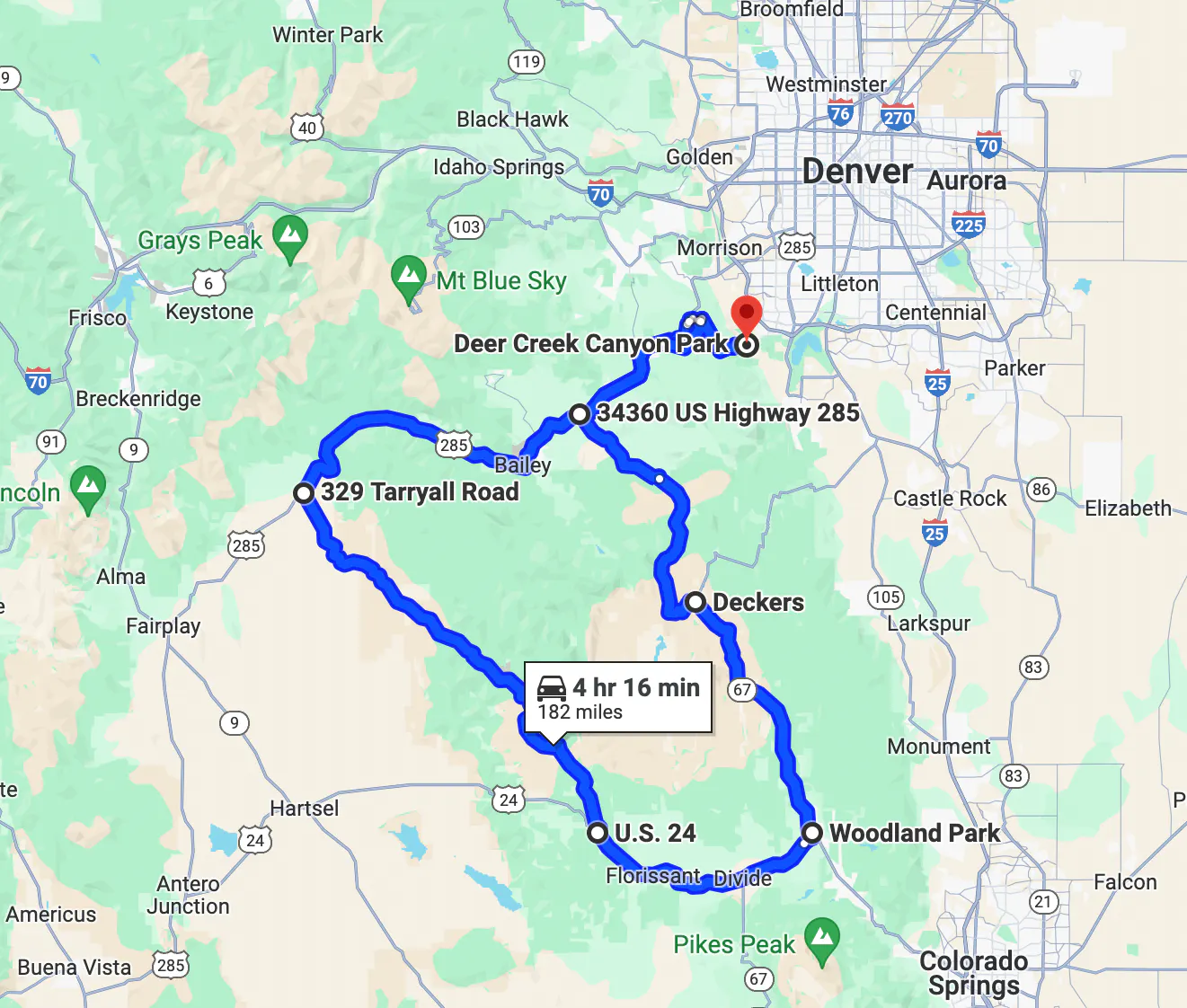 Denver Front Range Loop - Ruta en motocicleta por Colorado