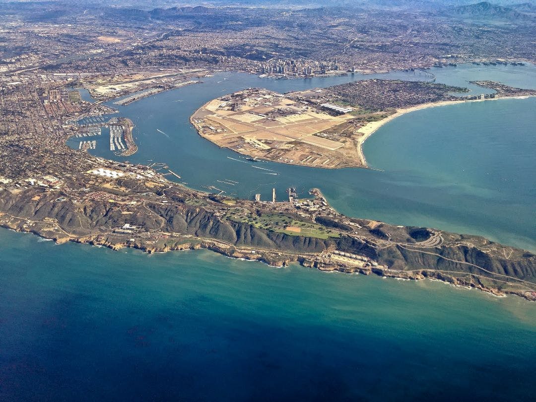 aerial view of point loma and coronado san diego San Diego Airbnb for Motorcycles: Riders Share