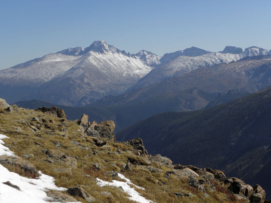 spectacular long's peak as seen on a sunny fall day along trail ridge road in rocky mountain national park, colorado Your Colorado Motorcycle Adventures Await