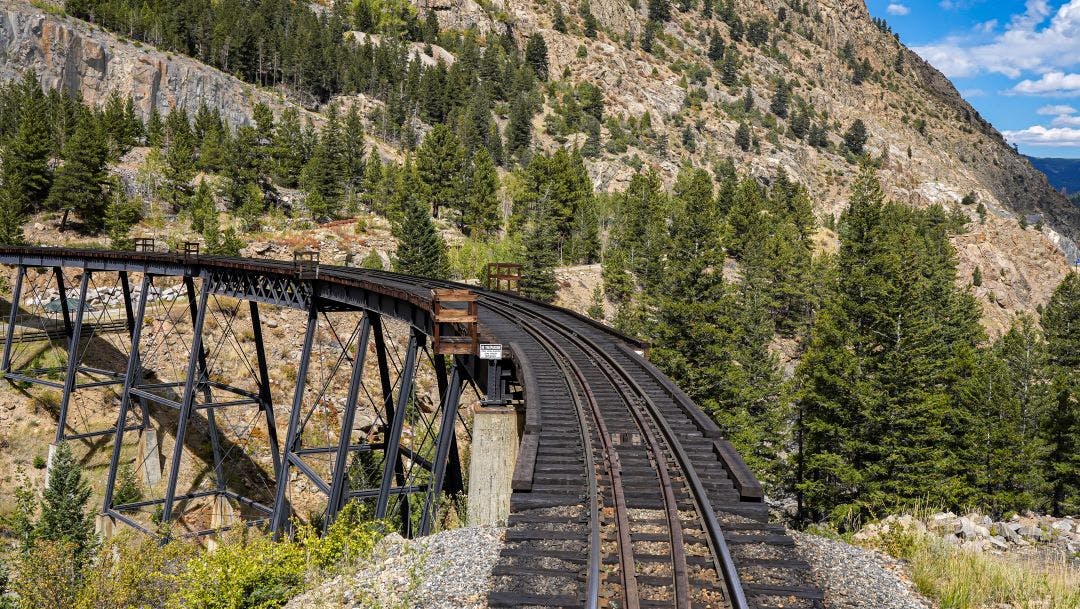 a vintage high bridge on the Georgetown Loop Railroad in Georgetown Colorado Your Colorado Motorcycle Adventures Await