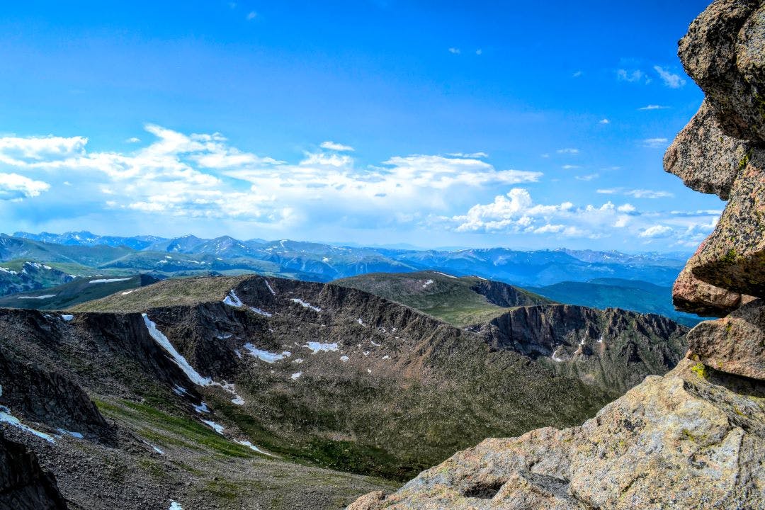 Mount Evans a Colorado Front Range fourteener. Breathtaking view from the peak Best Motorcycle Roads in Colorado
