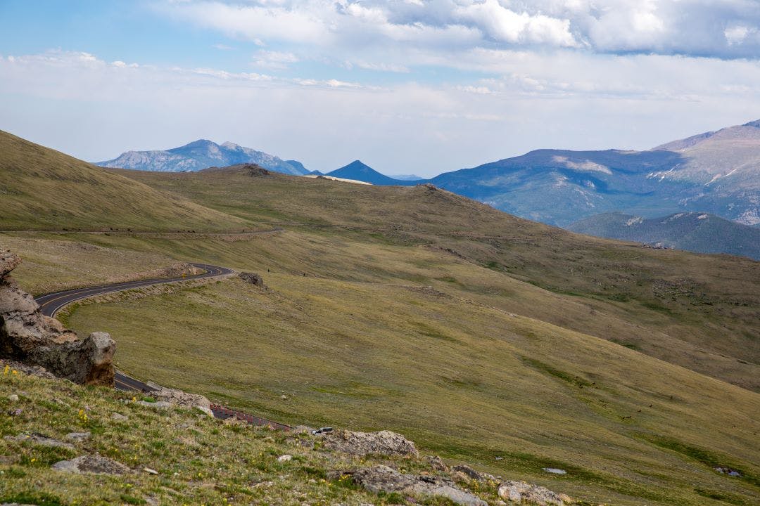 The view of the Trail Ridge Road at Rocky Mountain National Park Best Motorcycle Roads in Colorado