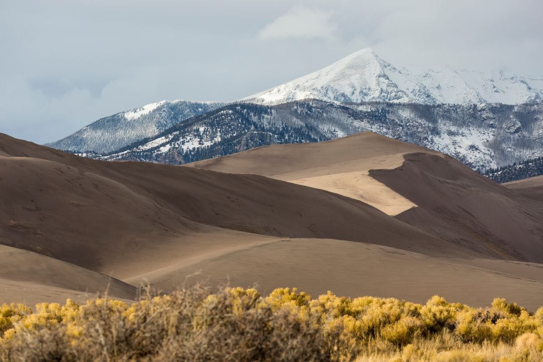 Landscape view of dunes at Great Sand Dunes National Park in Colorado, the tallest sand dunes in North America Best Day Trips from Denver, Colorado