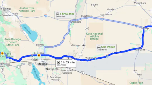 Interactive San Diego to Phoenix Road Trip Planner