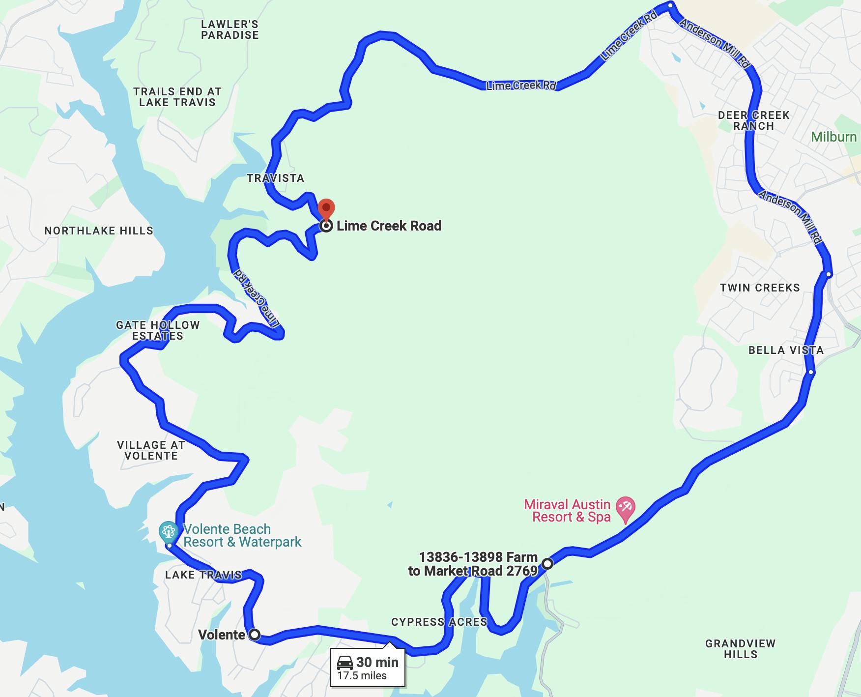 lime creek road loop - austin, tx motorcycle route