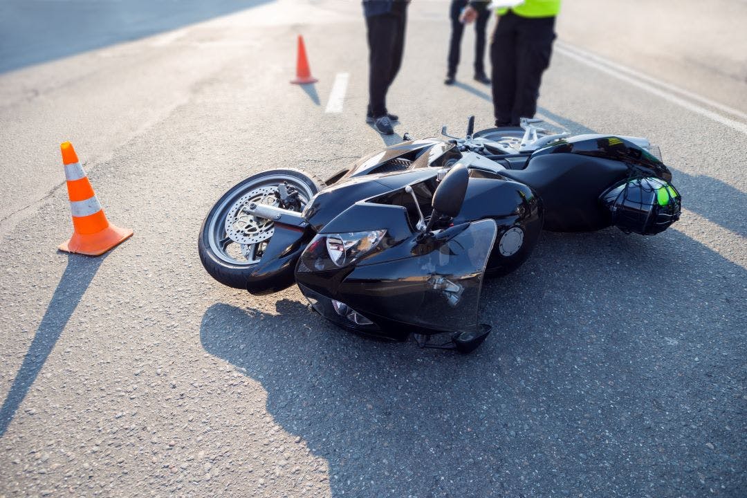 broken motorcycle on the road accident site Here Are The Most Common Motorcycle Accidents & Causes