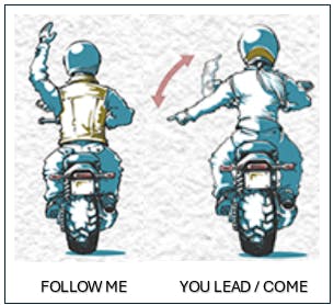 follow me_lead_come Motorcycle Hand Signals You Should Know