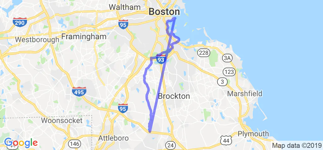imagen de mapa de paseo en motocicleta por Massachusetts - De la granja al castillo