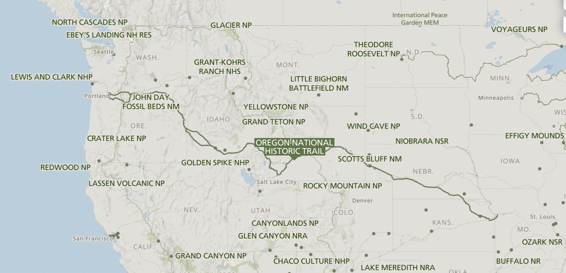 map image of the Oregon modern trail - experience with a motorcycle rental from Riders Share