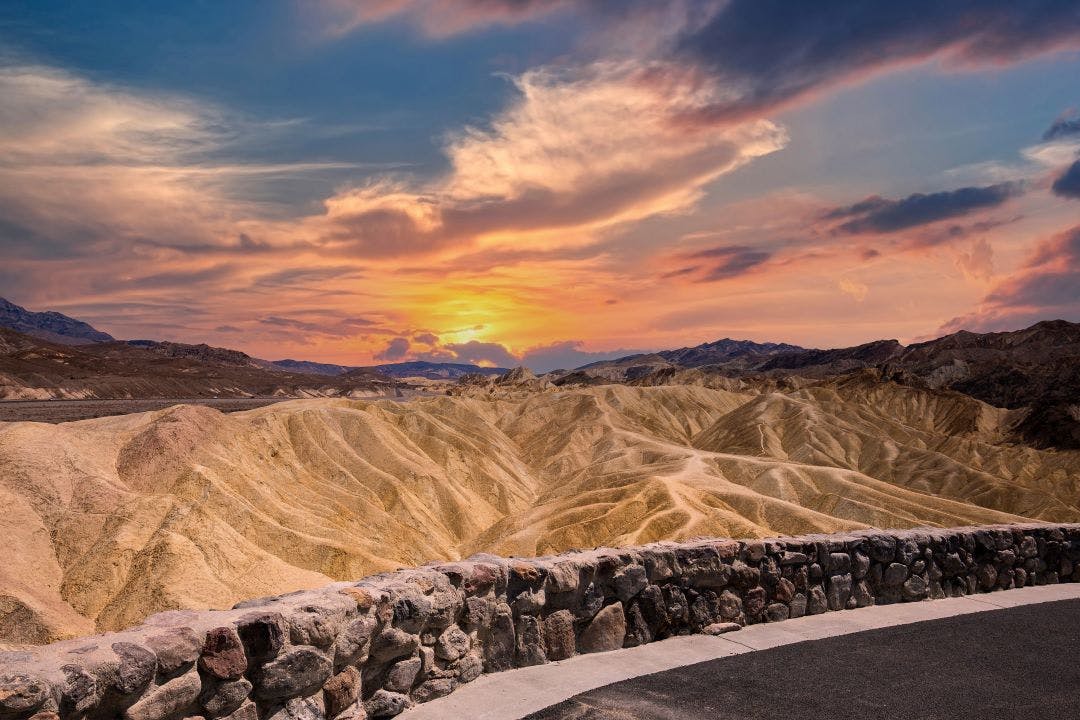 Zabriskie point, death valley, california, usa Exploring the United State's National Parks by Motorcycle