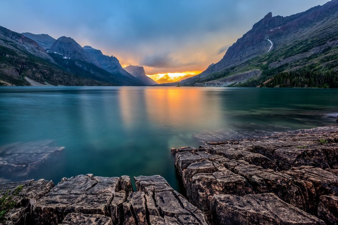 sunset at St. Mary Lake, Glacier national park, MT Exploring the United State's National Parks by Motorcycle