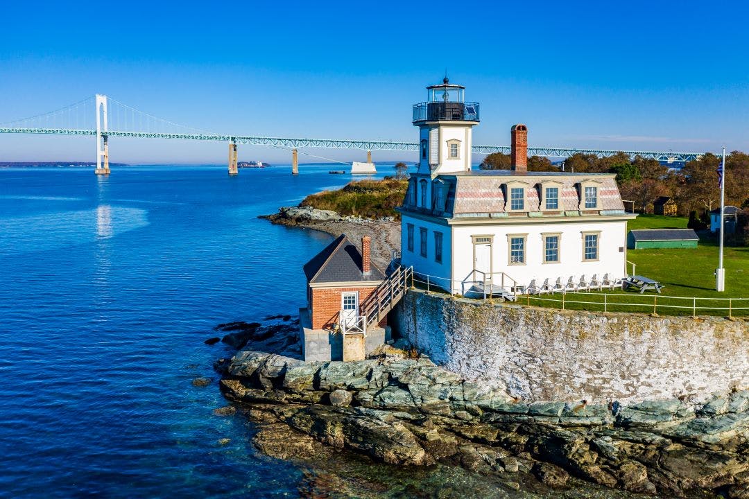 Rhode Island-Newport-Rose Island Light Top Northeastern USA Motorcycle Destinations