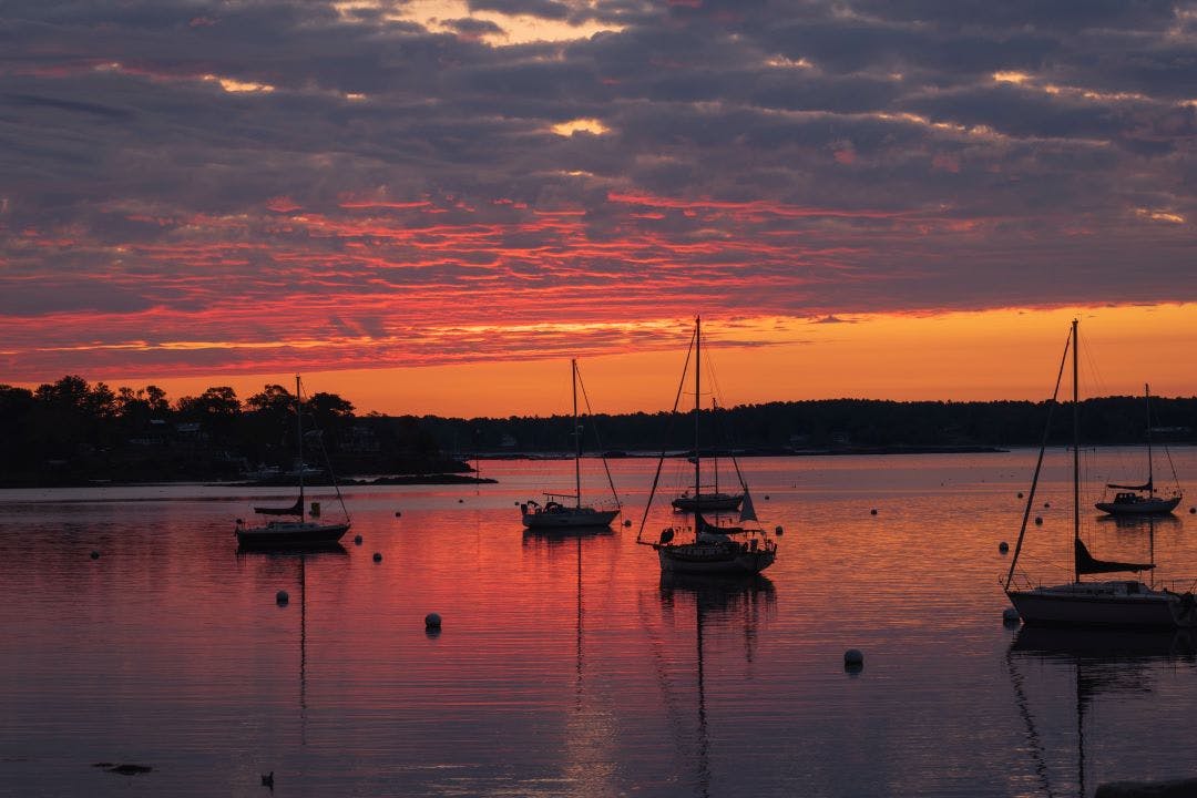 Sunrise at Portsmouth Marina - Kittery Maine Top Northeastern USA Motorcycle Destinations