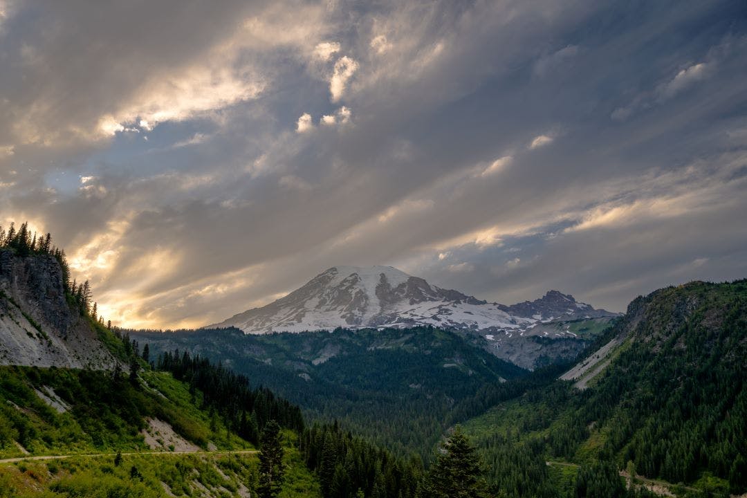 Stevens Canyon Road Curves Around The Hills Below Mount Rainier Top 6 Best Scenic Motorcycle Rides in Washington State