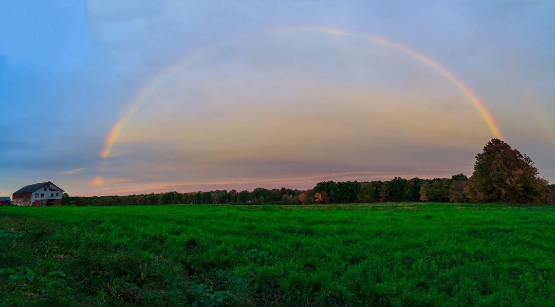 Rainbow over autumn hillside in Berkshires Hudson Valley NY Top 8 Best Motorcycle Rides in New York State