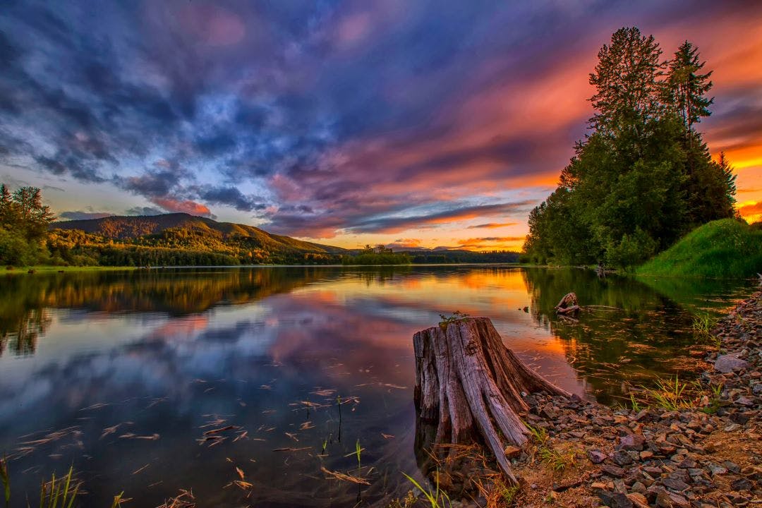 Alder Lake at Sunset See Mount Rainier By Motorcycle - Washington State's Best Trip