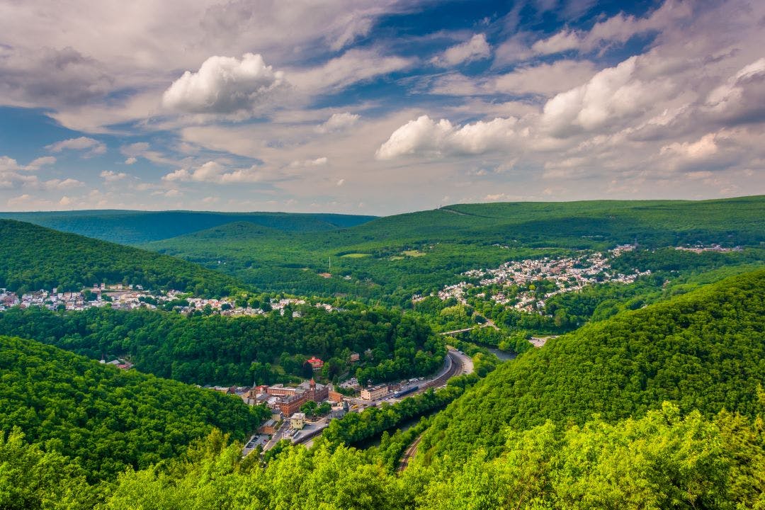 View of Jim Thorpe from Flagstaff Mountain, Pennsylvania Pennsylvania's Best Motorcycle Rides