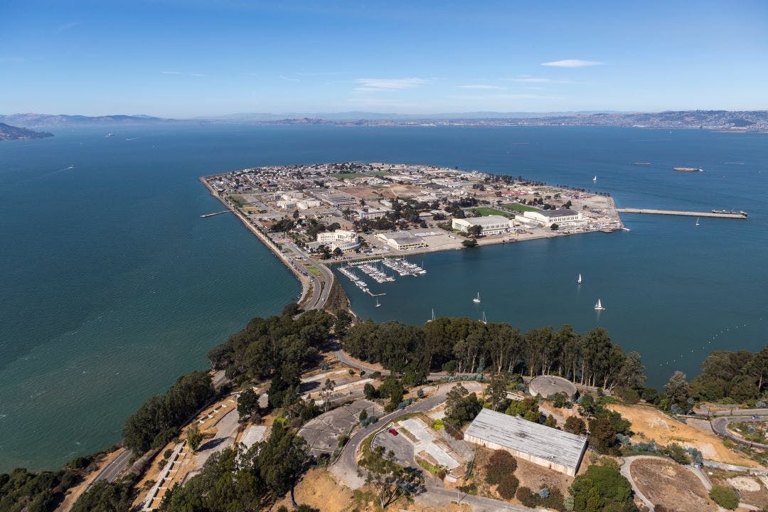 Afternoon aerial view of Treasure Island and San Francisco Bay near Oakland, California San Francisco Bay Area Motorcycle Events, Rides, & Meetups