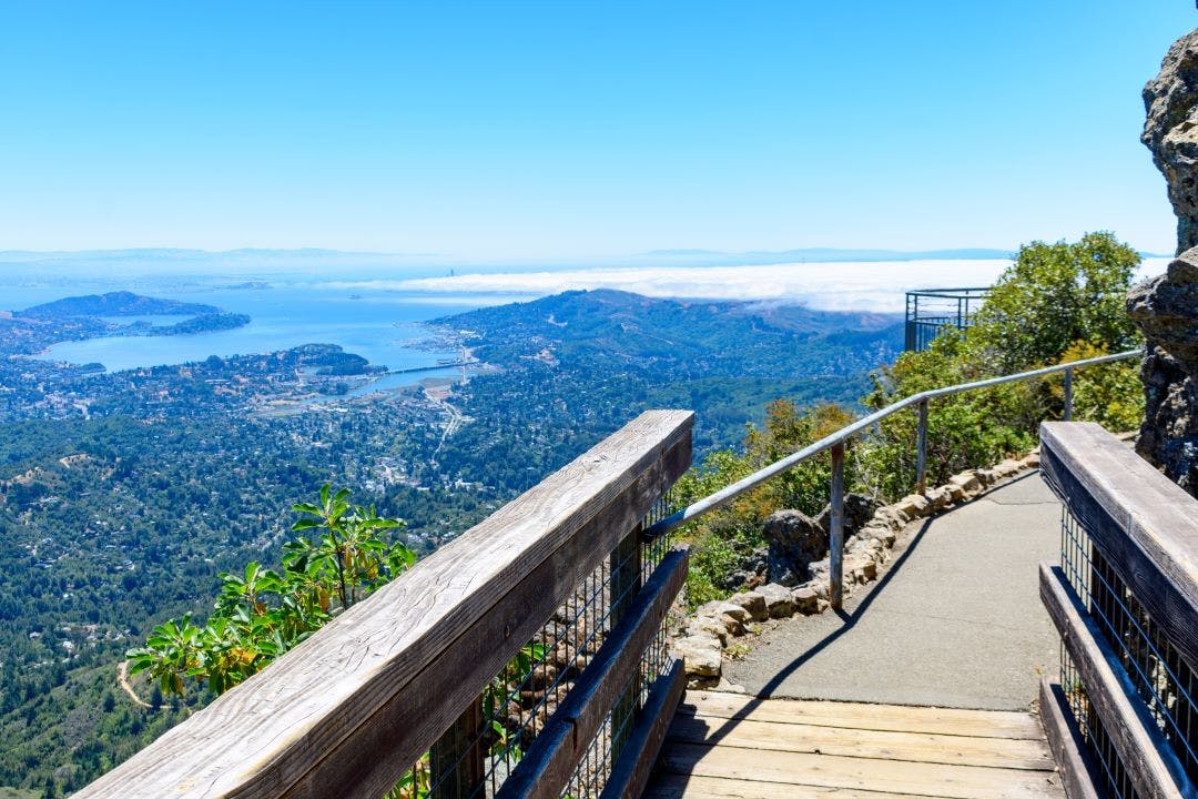 Spectacular aerial view of San Francisco Bay area from the Verna Dunshee Trail at Mount Tamalpais Discover the Most Worthwhile Day Trips from the San Francisco Bay Area