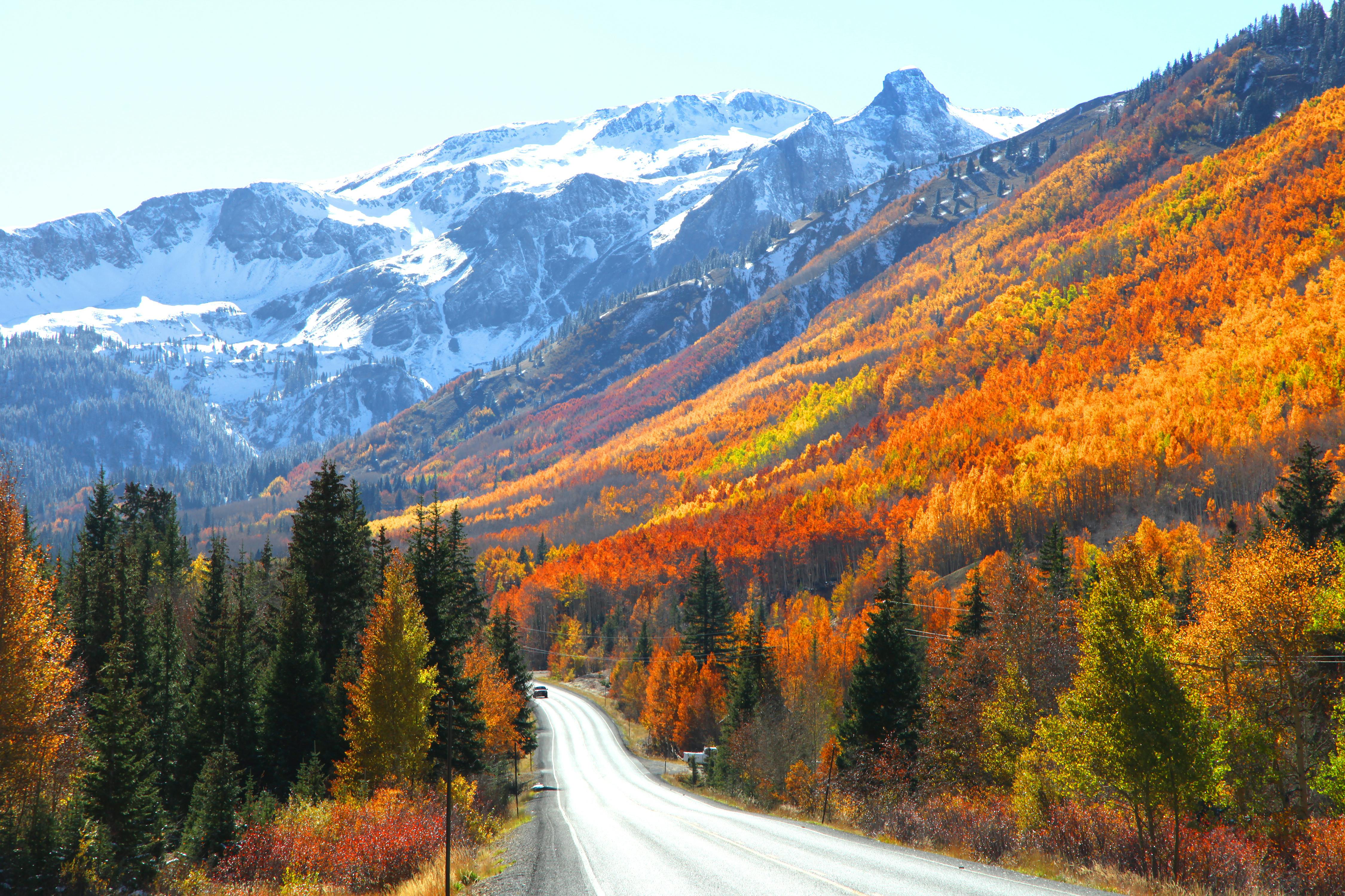 million dollar highway in san juan mountains in the fall