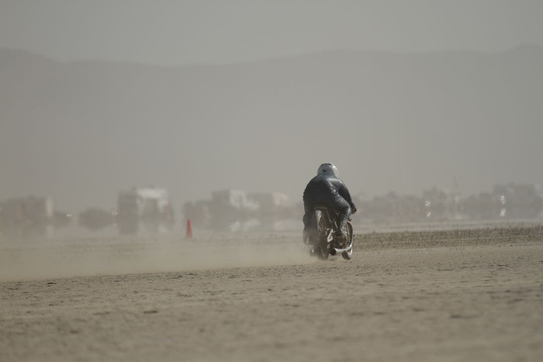 Dust at land speed races Bonneville Motorcycle Speed Trials 2024 Information