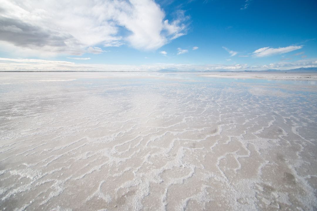 Blue Sky Contrast with White Salt Flats at Bonneville Salt Flats, Utah Bonneville Motorcycle Speed Trials 2024 Information