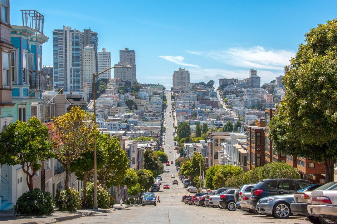 Streets with the slope in San Francisco, California, USA Your Guide to Riding a Motorcycle in San Francisco & The Bay Area