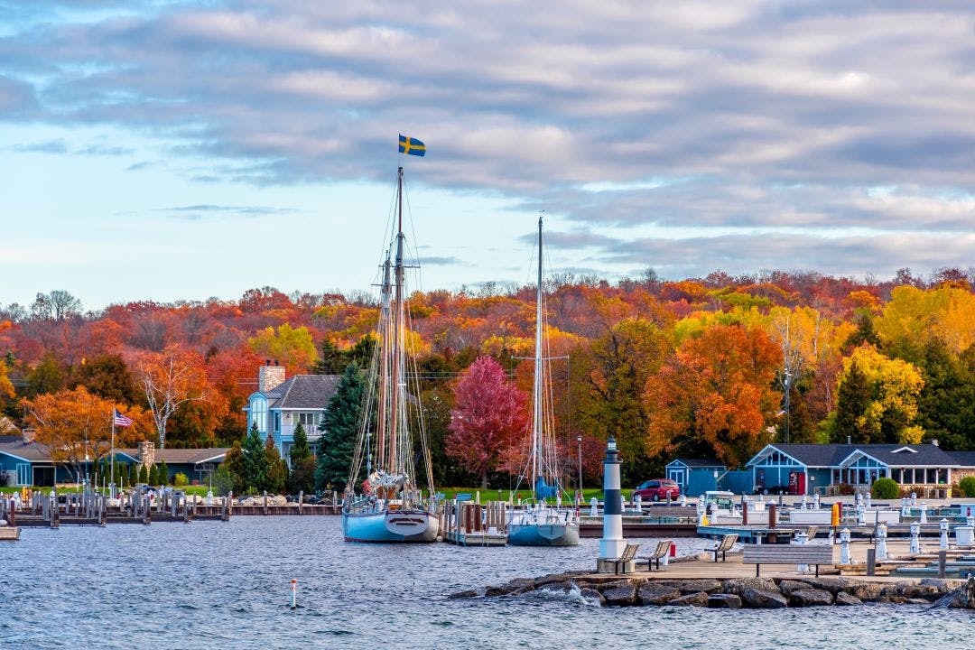 Sister Bay Town harbour view in Door County of Wisconsin Best End of Summer Motorcycle Destinations to Plan ASAP