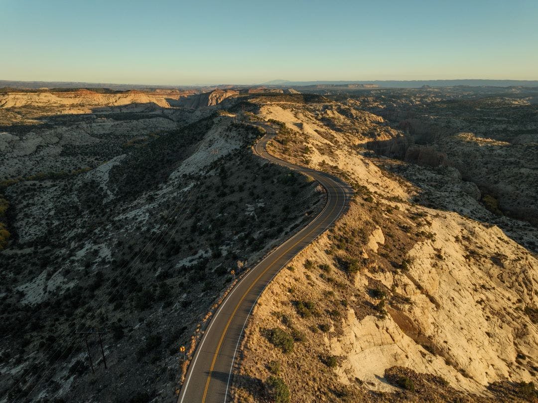 Aerial view of Scenic Byway 12 Best of Utah Motorcycle Rides to Explore Now