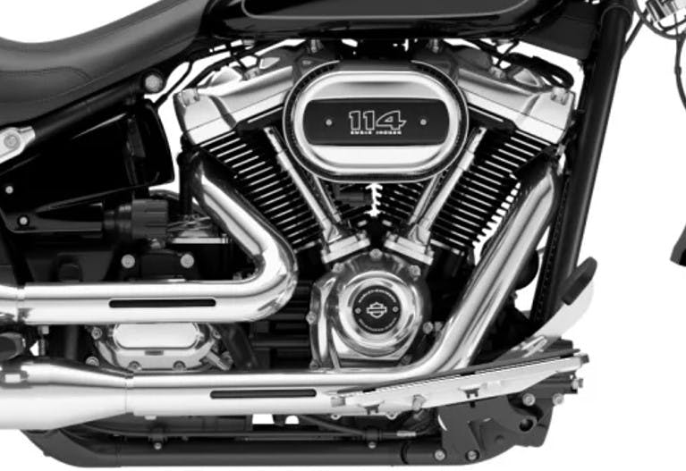 Harley Davidson Fat Boy 114 engine close up Harley-Davidson Fat Boy 114 vs. Triumph Bonneville Bobber