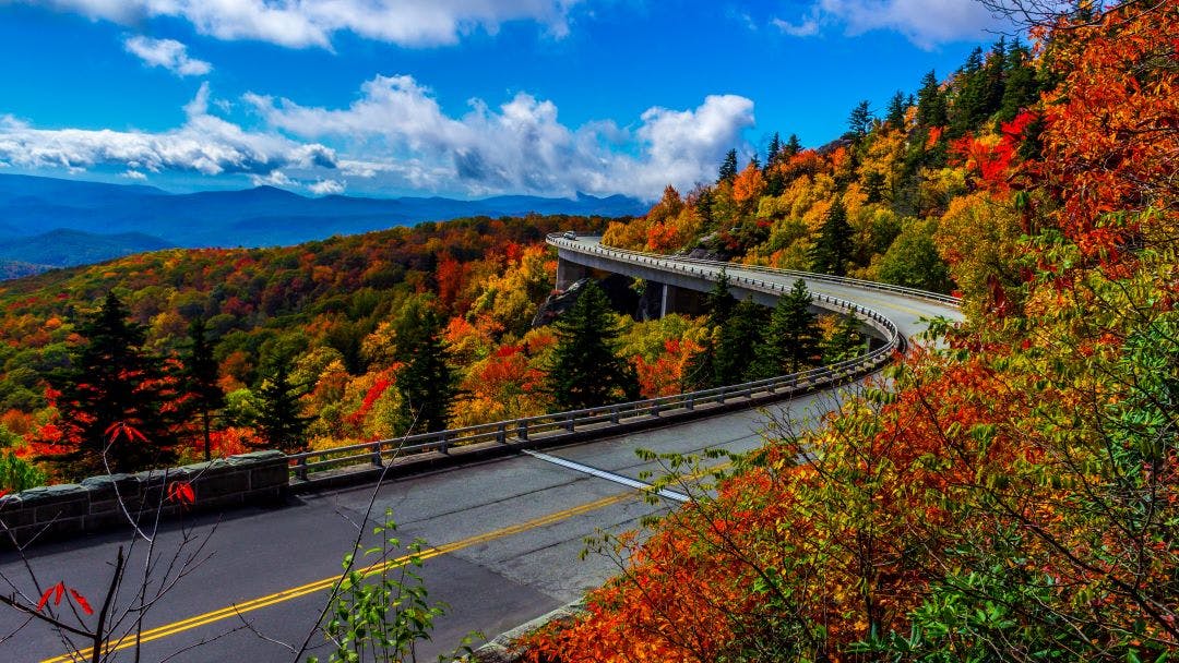 Linn Cove Viaduct on the Blue Ridge Parkway, North Carolina 10 Most Memorable Self-Guided Motorcycle Tours in the USA