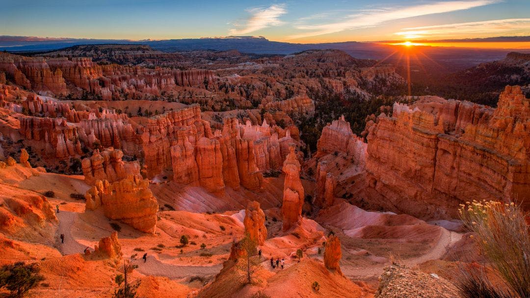 Scenic view of stunning red sandstone in Bryce Canyon National Park Best States to Ride a Motorcycle Year-Round