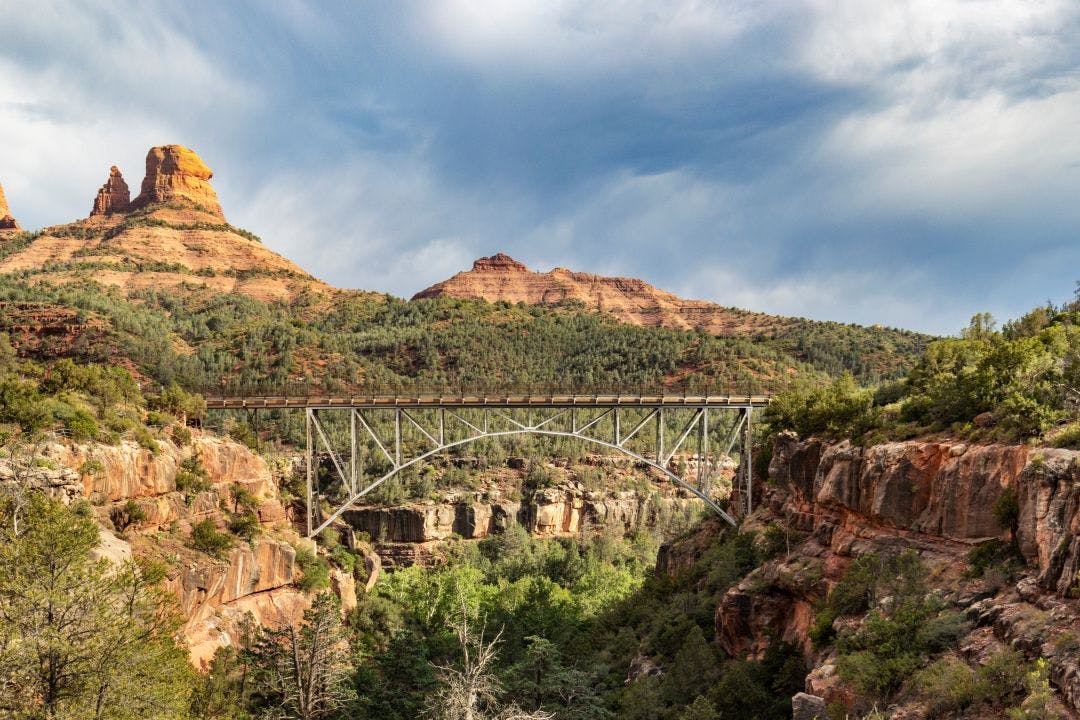 View of the Midgley Bridge on Arizona 89A Near Sedona Best States to Ride a Motorcycle Year-Round