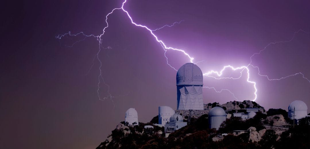 A Bolt of Lightning Over Kitt Peak National Observatory Best Motorcycle Rides in Tucson, Arizona